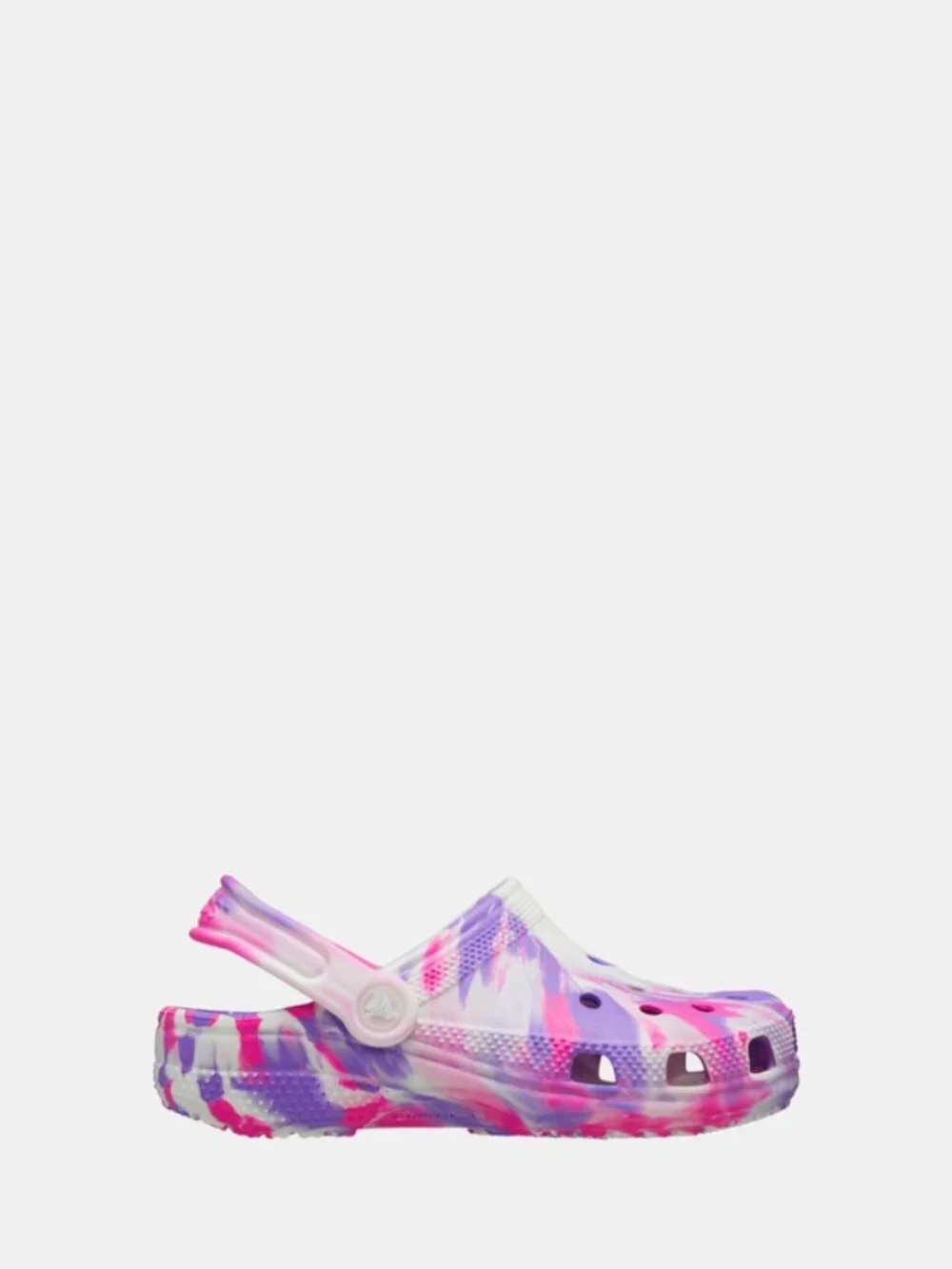 Crocs Girl's Purple Pink Classic Marble Adjustable Slip-On Casual Clogs Size 6